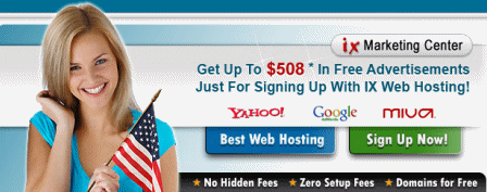 IX Web Hosting - Get Up To $508 In  Free Advertisements Just For Signing Up