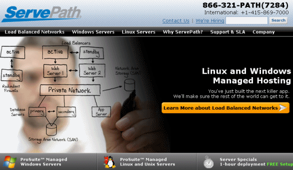 ServePath - Linux and Windows Managed Hosting - Server Specials 1-hour deployment FREE Setup